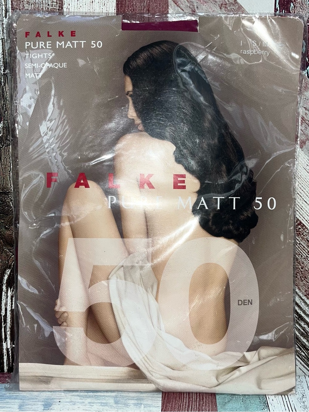Falke Pure Matt 50 Semi-Opaque Tights Fine Matt Finish Raspberry NEW SM/MD